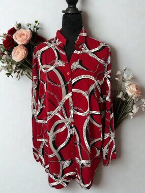Chico's Red Print Blouse
